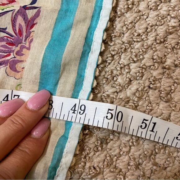 Large Square Hilfiger Denim Brand Floral Print Scarf - Picture 6 of 9